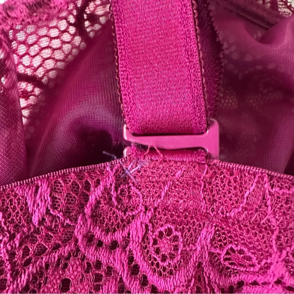 TORRID CURVE Unlined Balconette Lace Underwire Bra 44DD Burgundy Wine